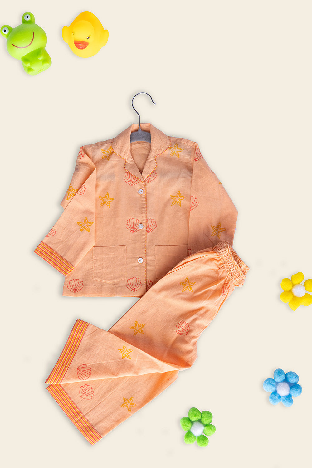 Orange Sea Shell Kids Night Suit - Totdot