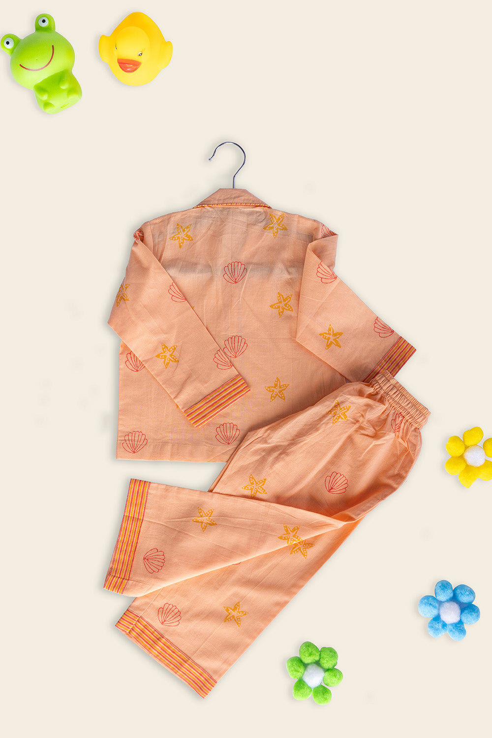 Orange Sea Shell Kids Night Suit - Totdot