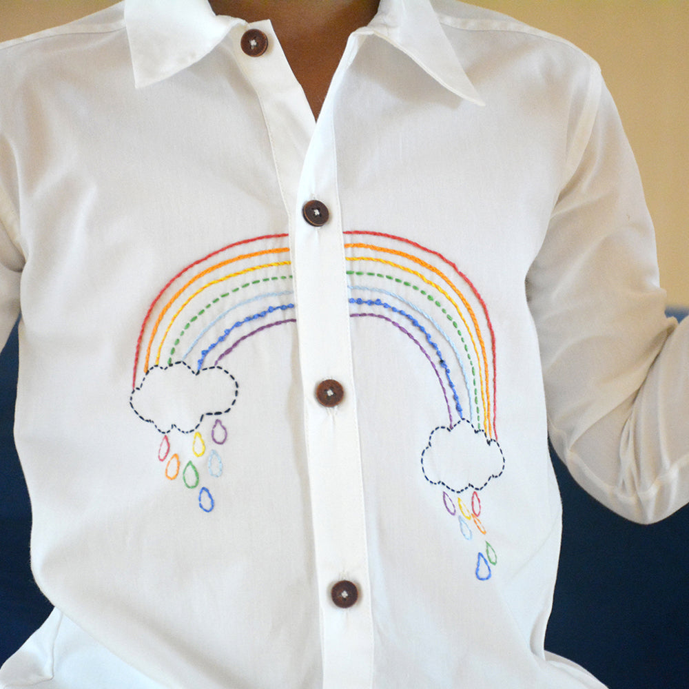 Rainbow Embroidered Shirt - White