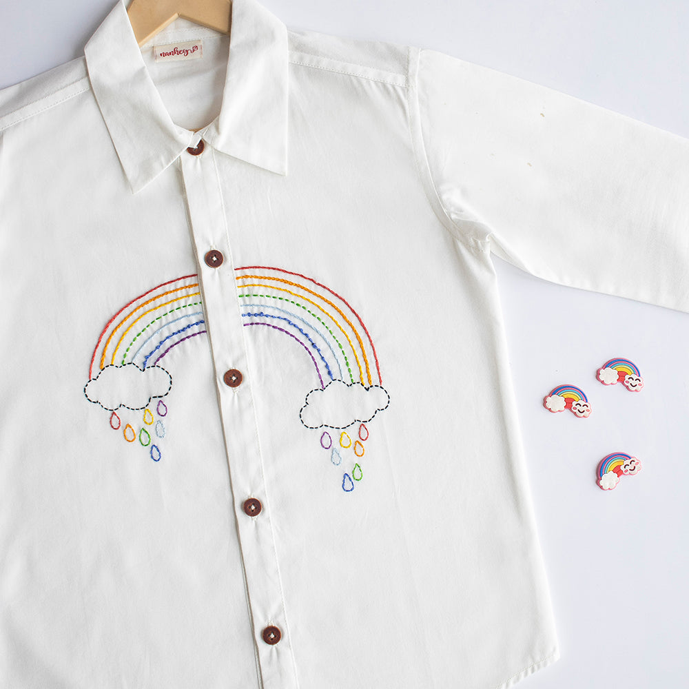 Rainbow Embroidered Shirt - White