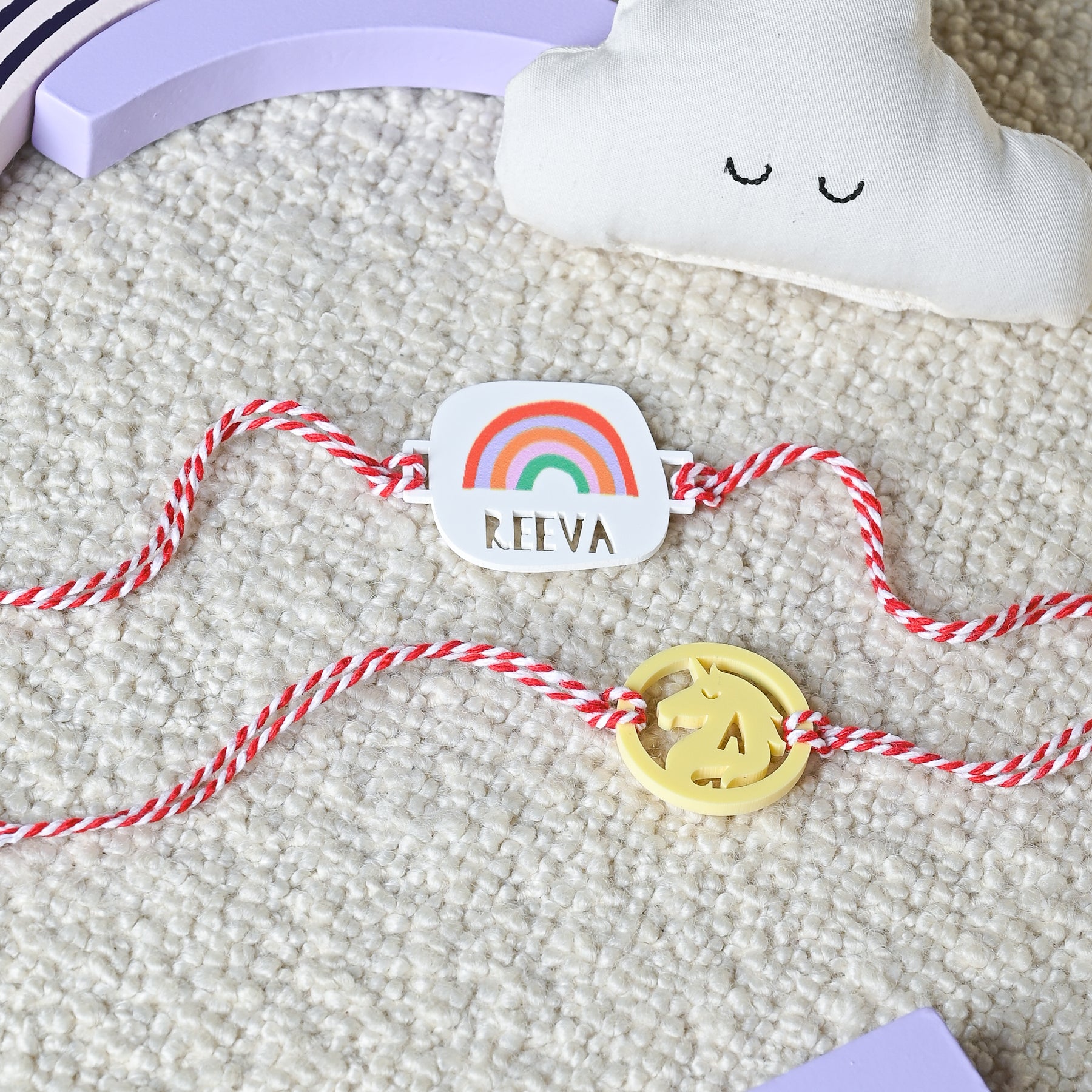 Personalised printed rainbow rakhi on a gift card – Totdot