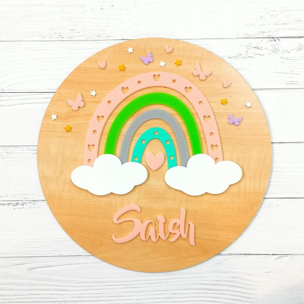 Rainbow Radiance Name Plaque - Peach