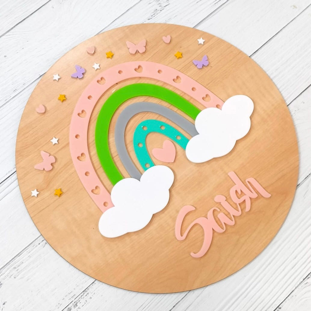 Rainbow Radiance Name Plaque - Peach