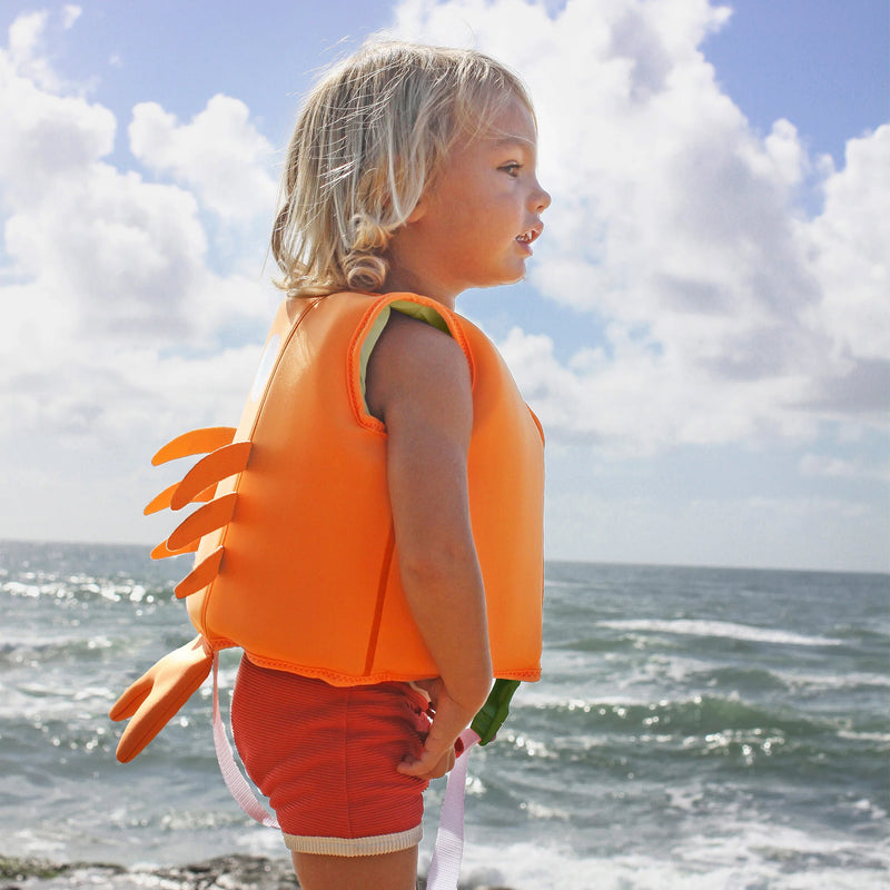 Sonny the Sea Creature: Neon Orange Swim Vest for 1-2 Years Kids