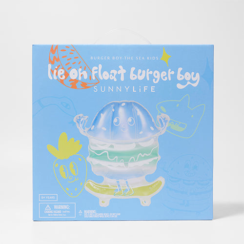 Kids Lie-On Float Burger Boy The Sea Kids Blue-Lime - Totdot