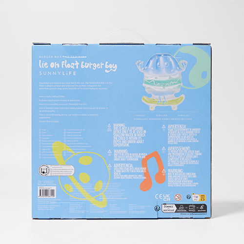 Kids Lie-On Float Burger Boy The Sea Kids Blue-Lime - Totdot