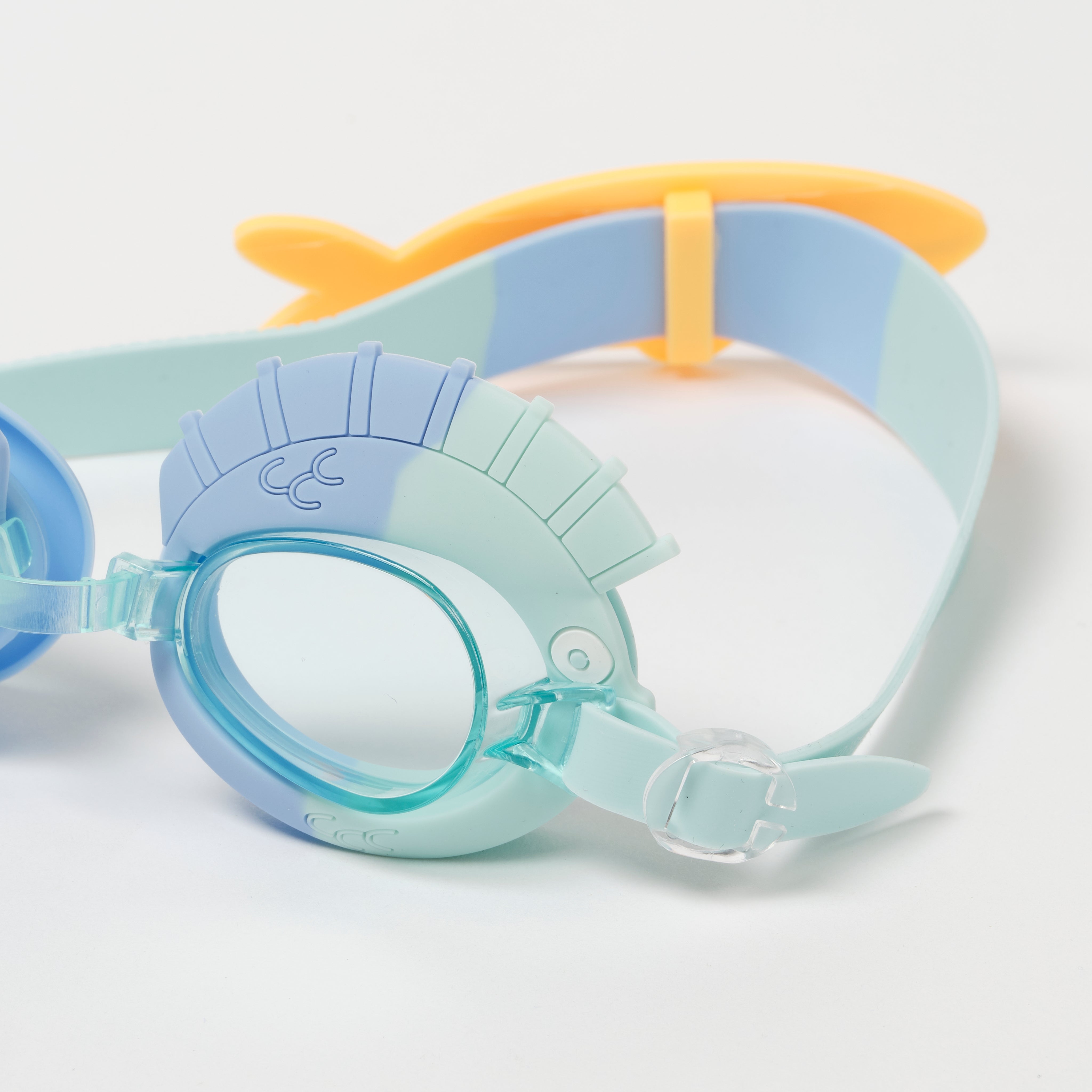 Kids Swim Goggles Finn the Fish Aqua Blue