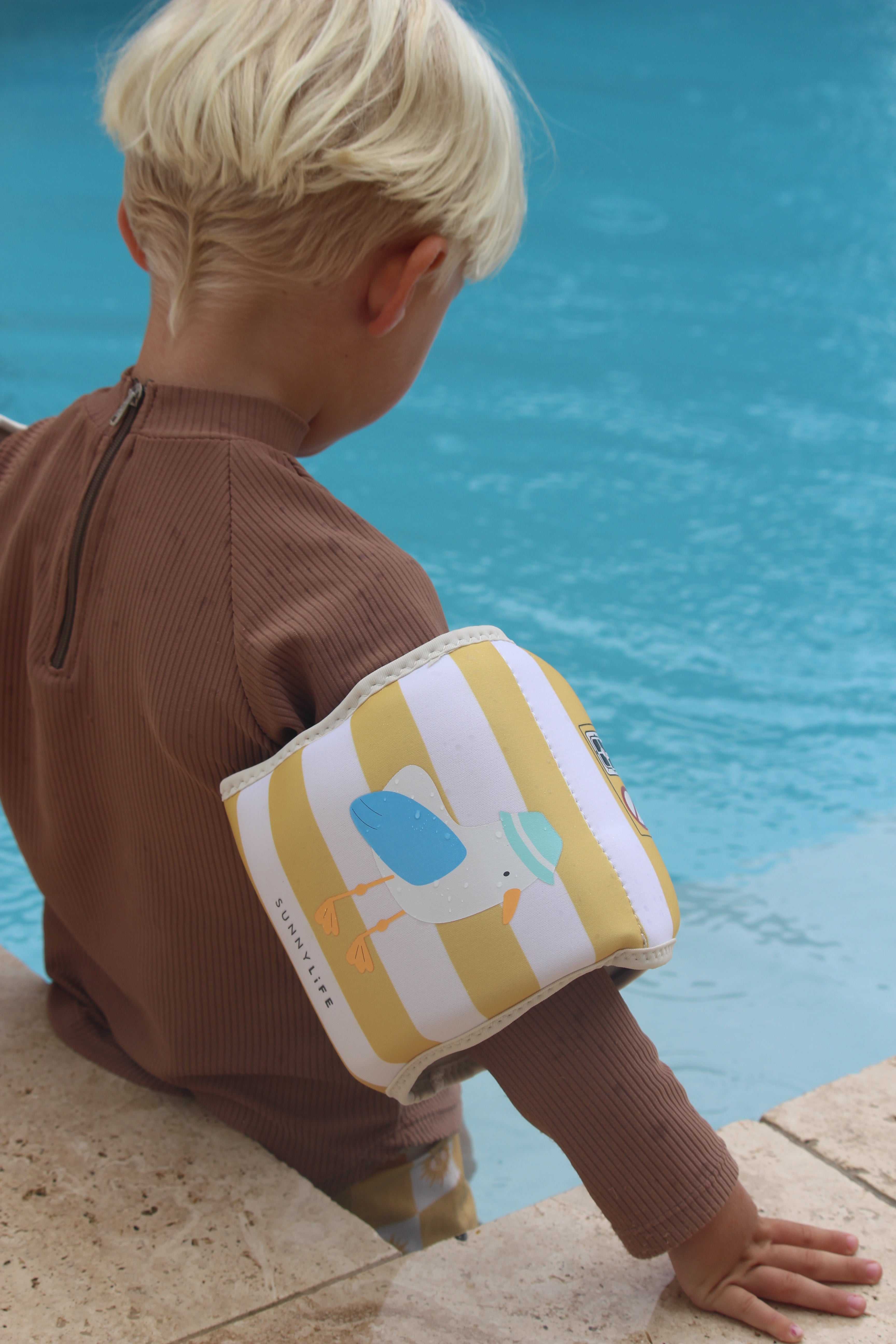 Kids Arm Band Floaties Sid the Seagull Mustard Stripe