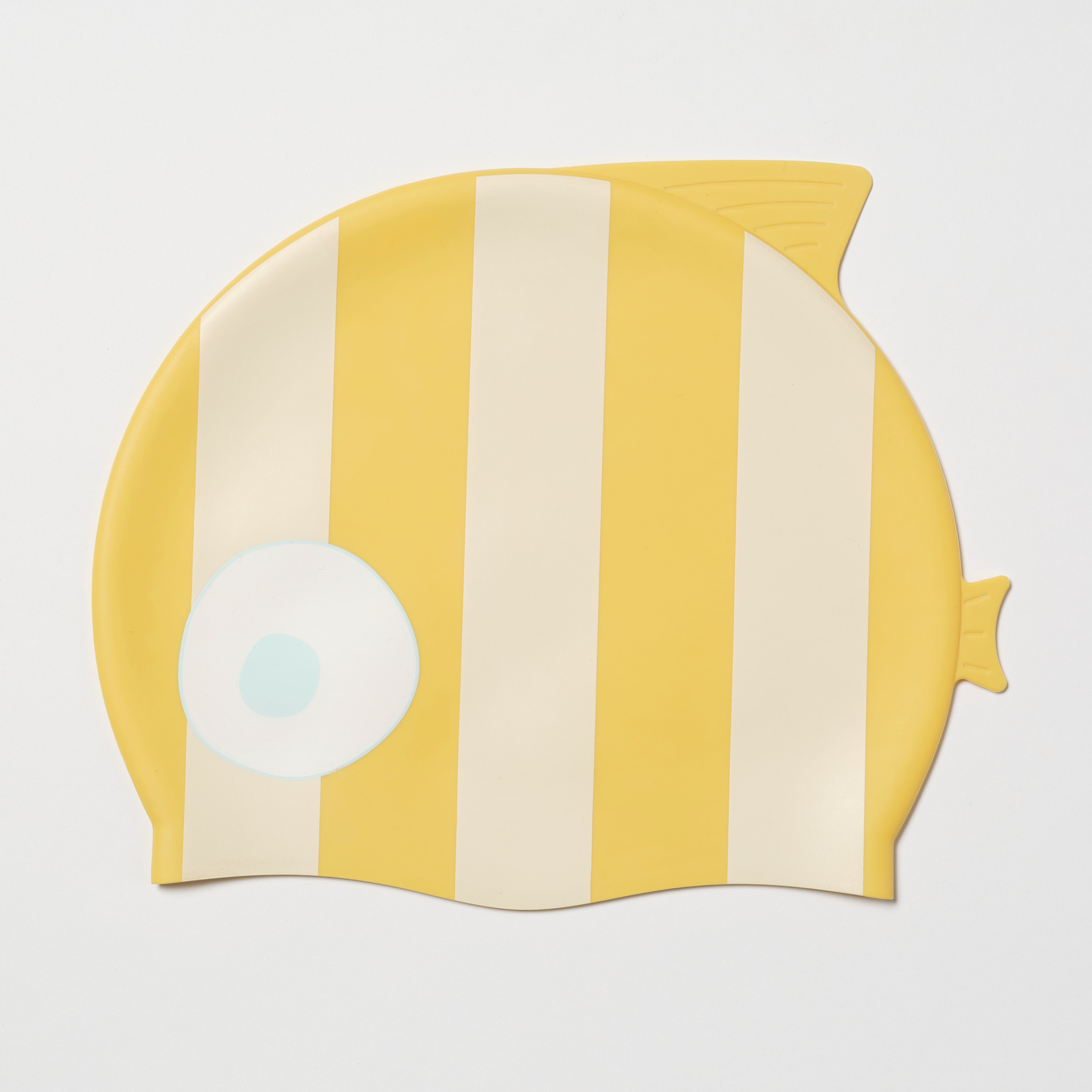 Kids Swimming Cap Finn the Fish Mustard Stripe