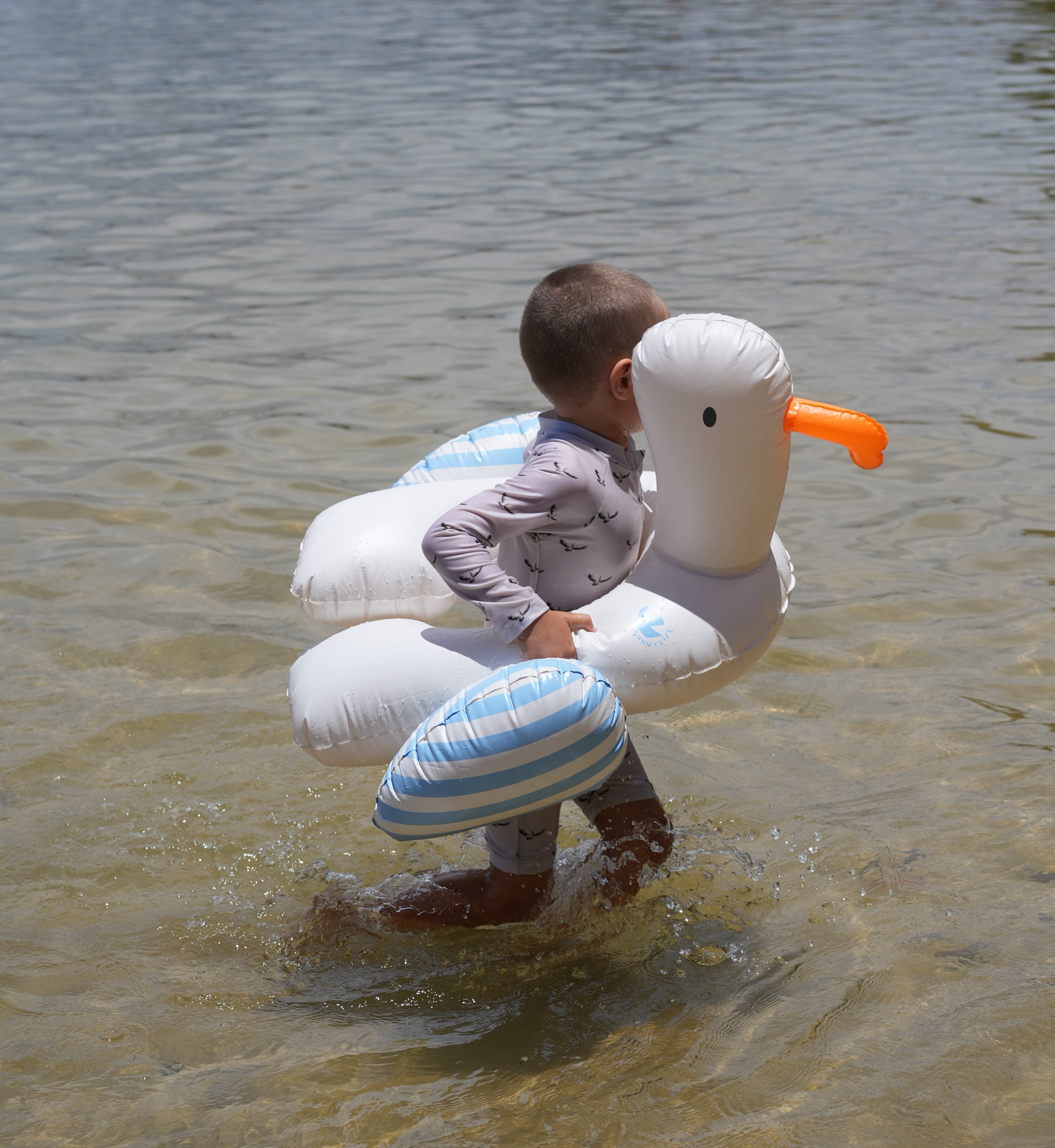 Kids Tube Pool Ring Sid the Seagull Blue Stripe