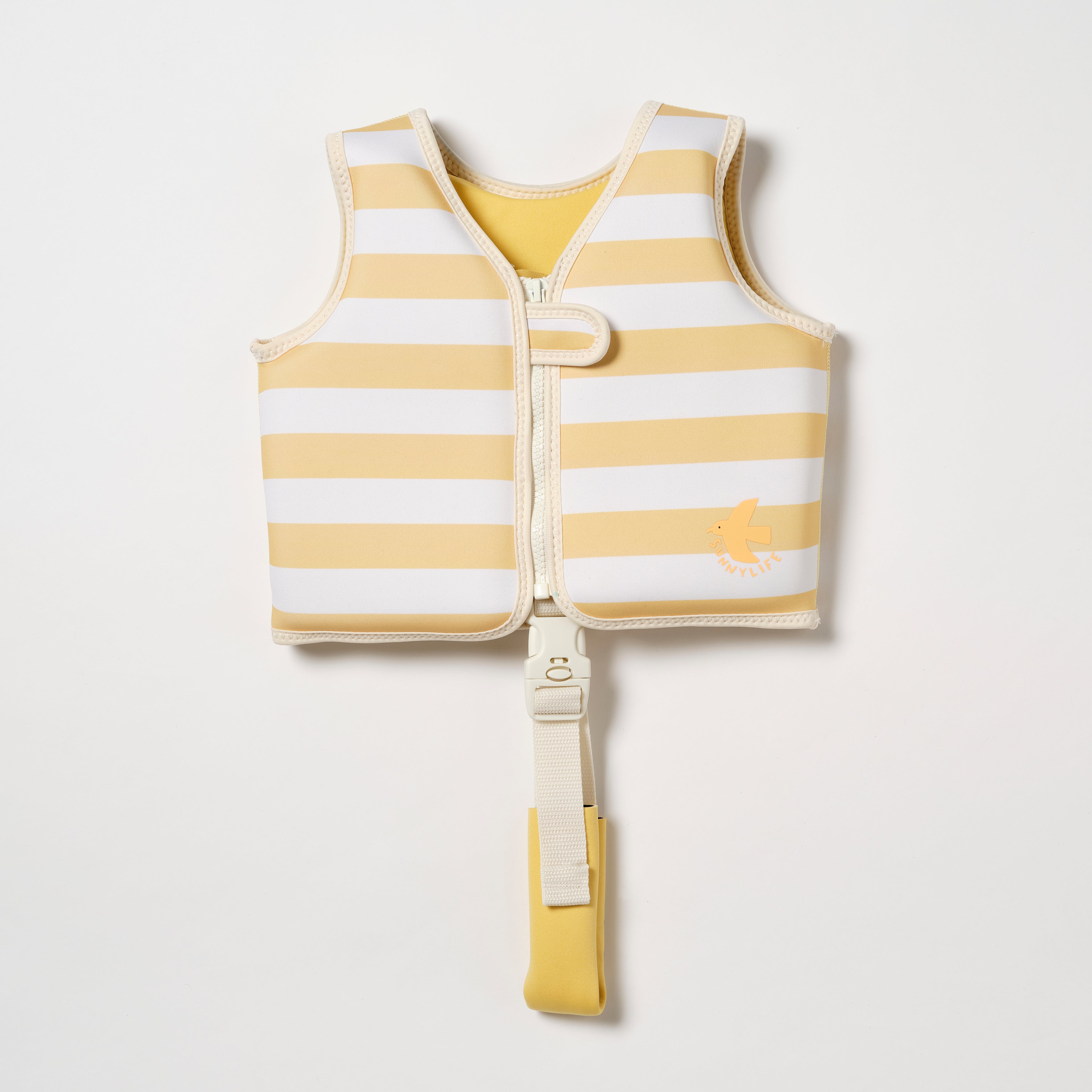 Kids Swim Vest Sid the Seagull Mustard Stripe