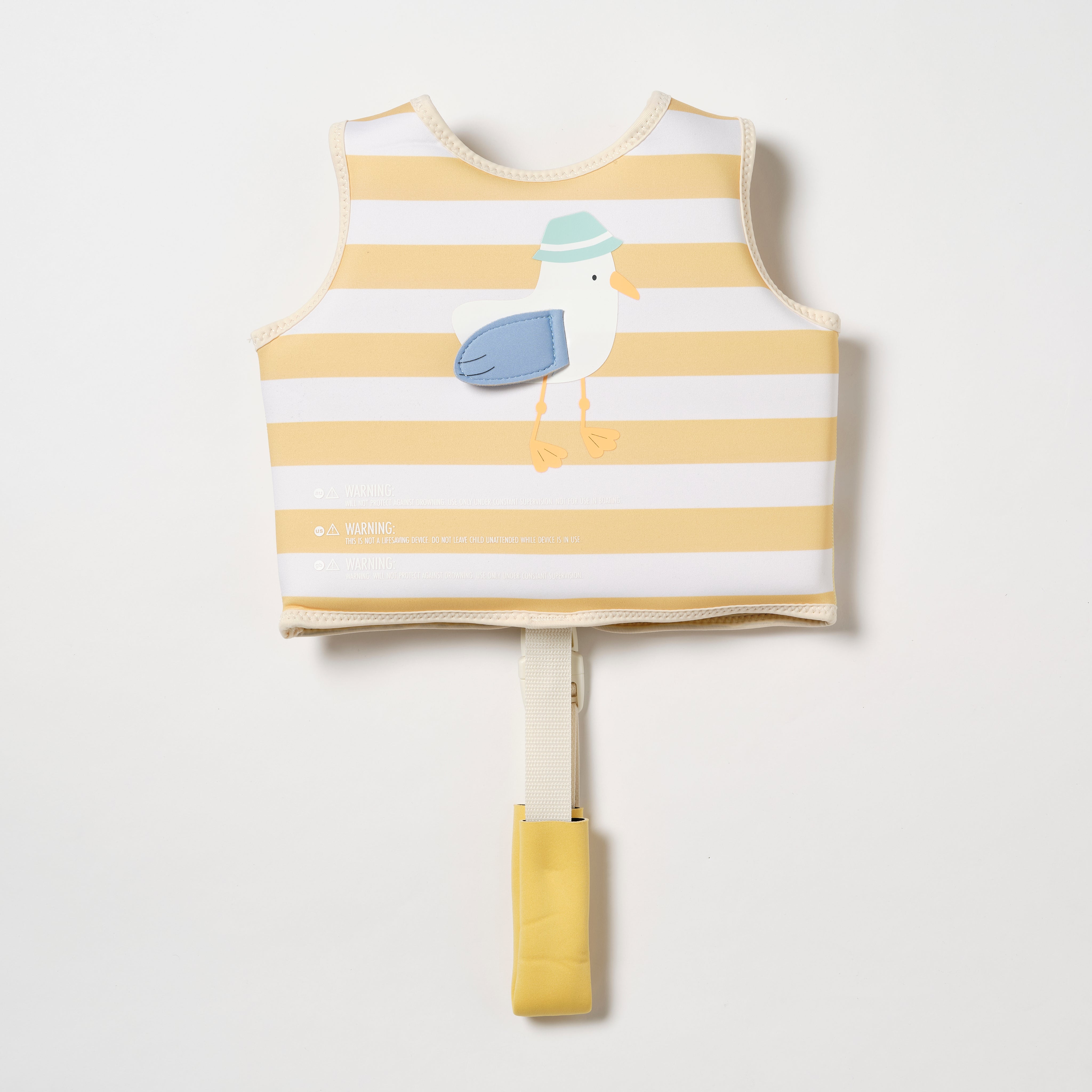 Kids Swim Vest Sid the Seagull Mustard Stripe