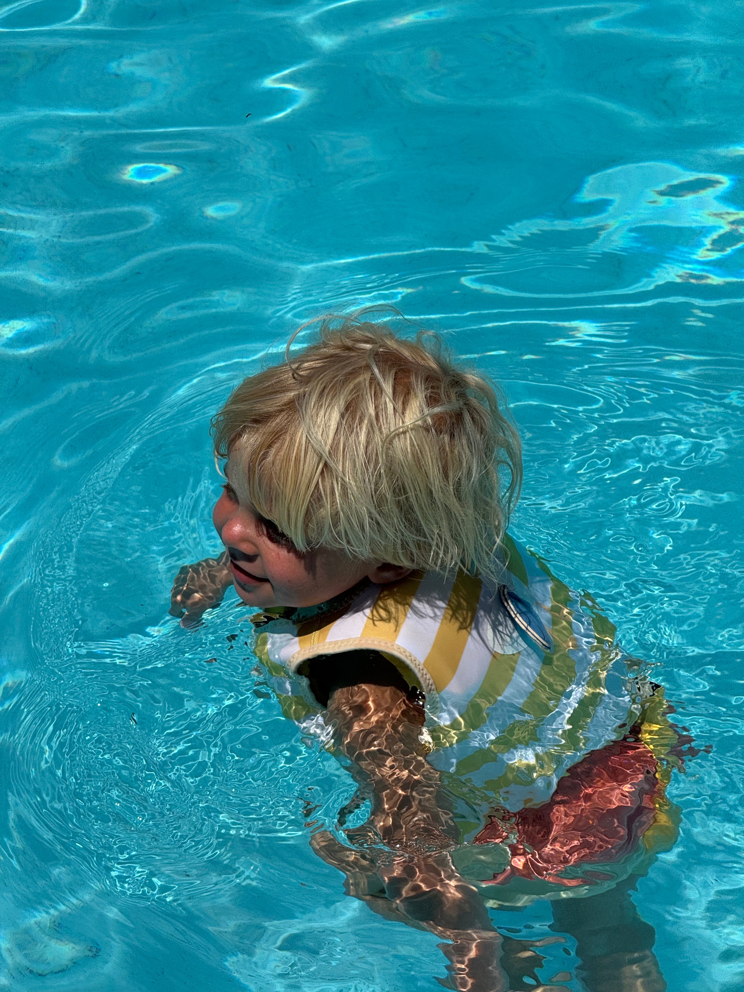 Kids Swim Vest Sid the Seagull Mustard Stripe