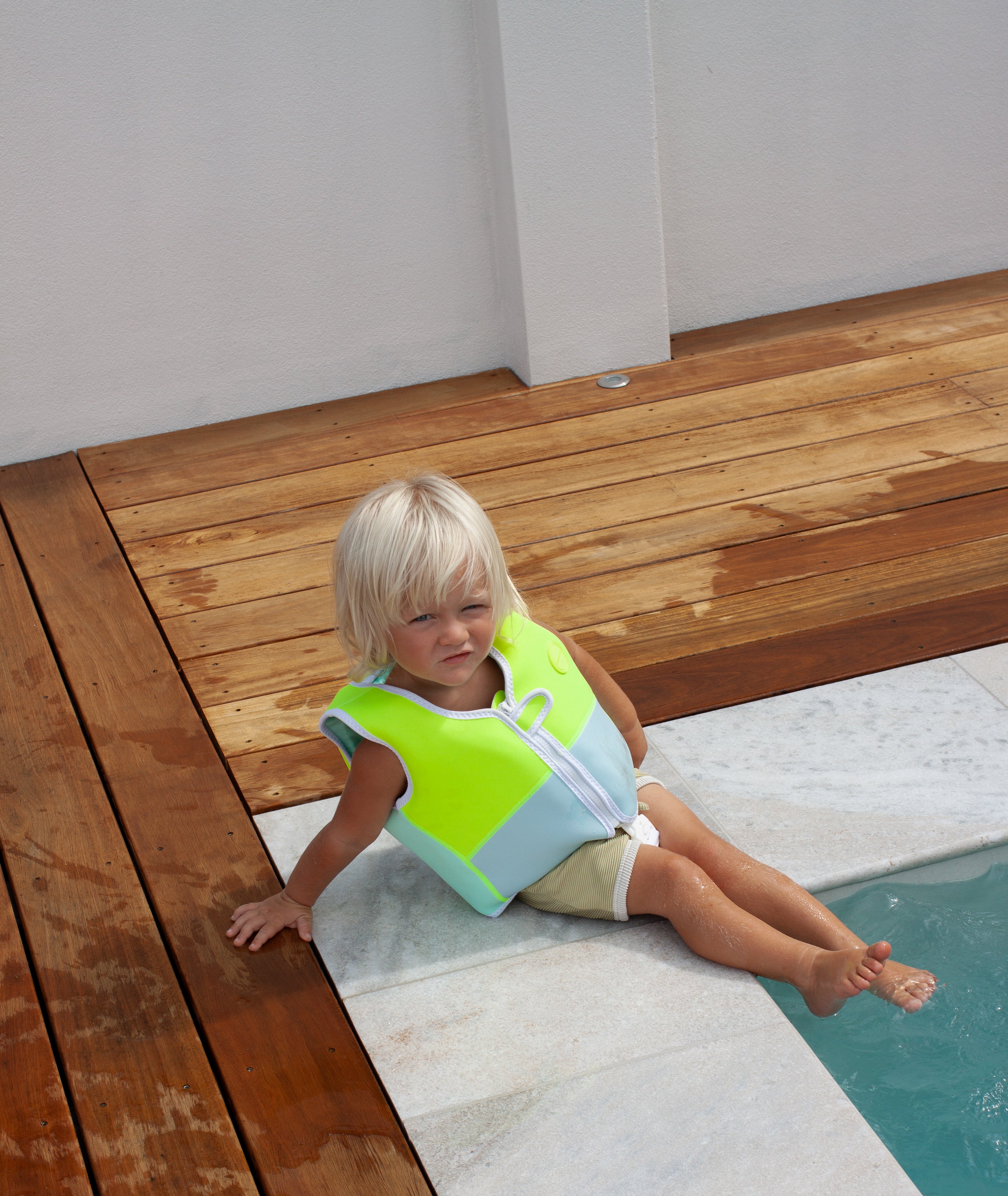 Salty the Shark Swim Vest Aqua Neon Yellow