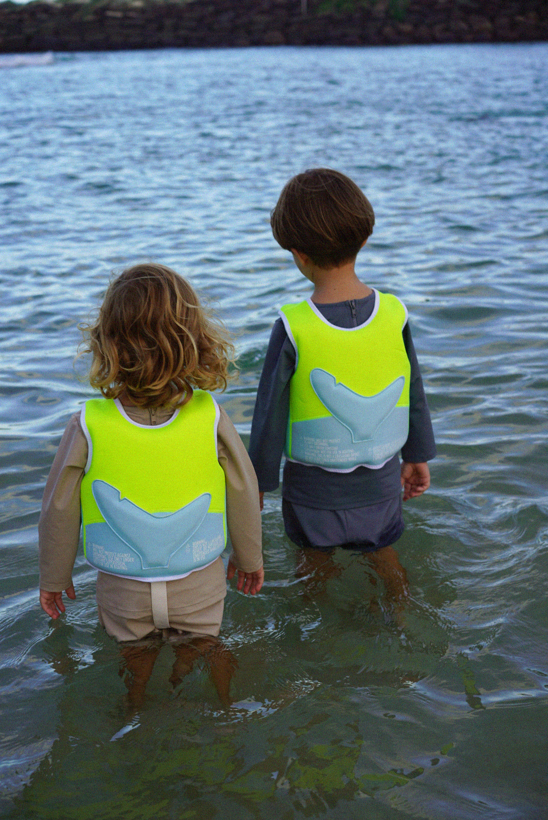 Salty the Shark Swim Vest Aqua Neon Yellow