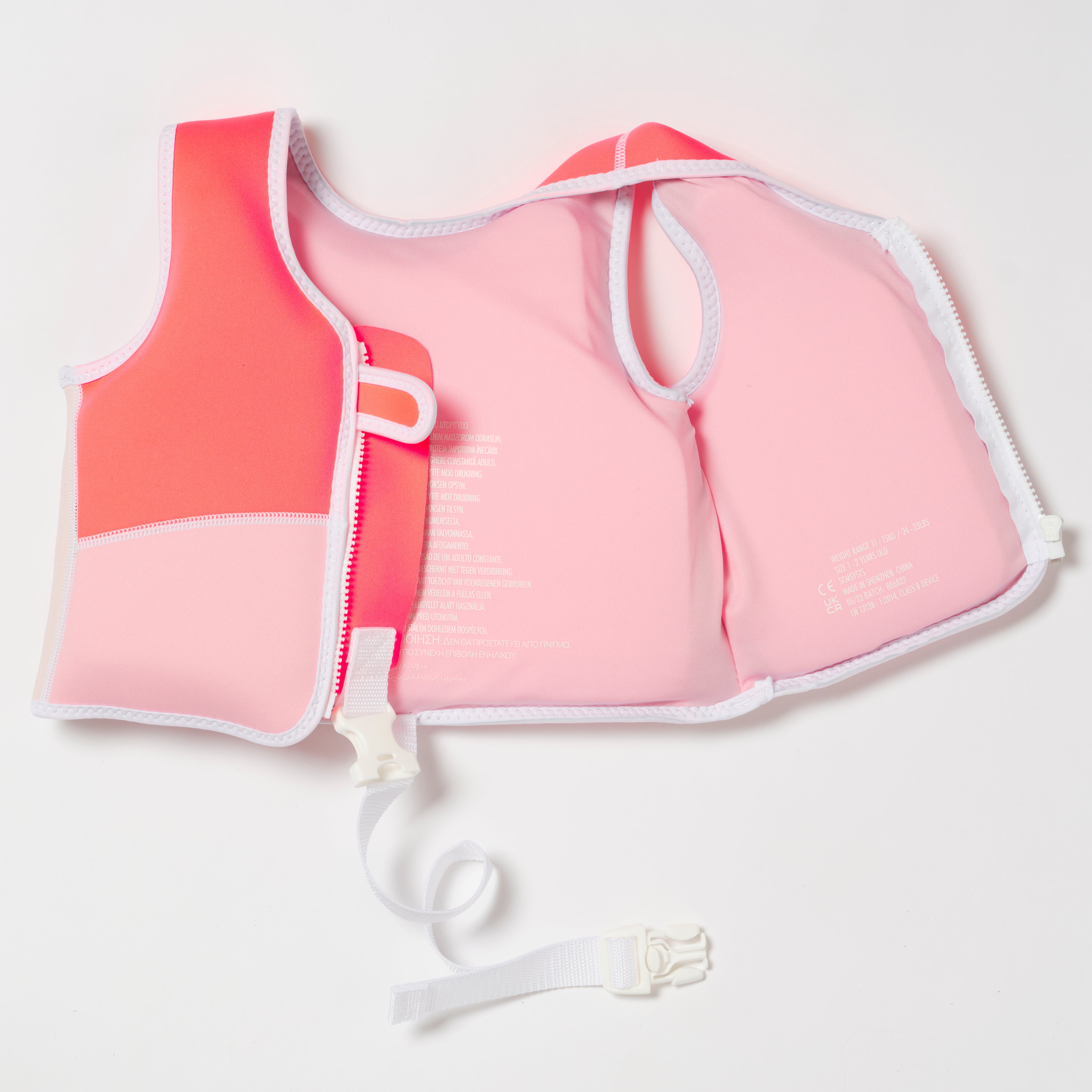Melody the Mermaid Swim Vest Neon Strawberry