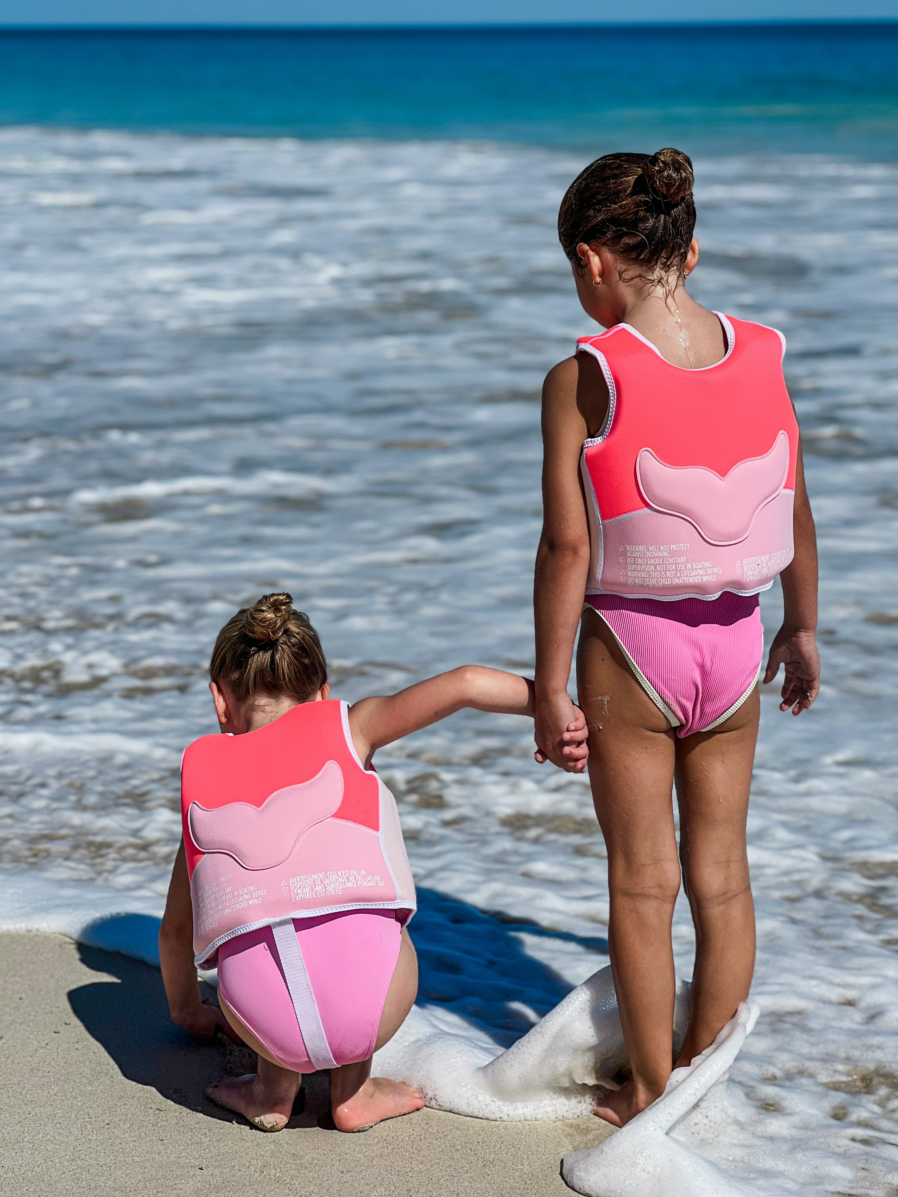Melody the Mermaid Swim Vest Neon Strawberry