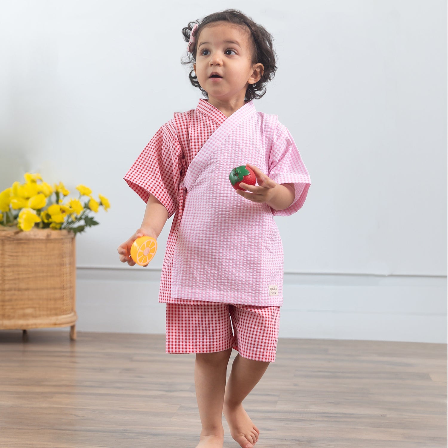 Strawberry Summer Kimono Shorts Set