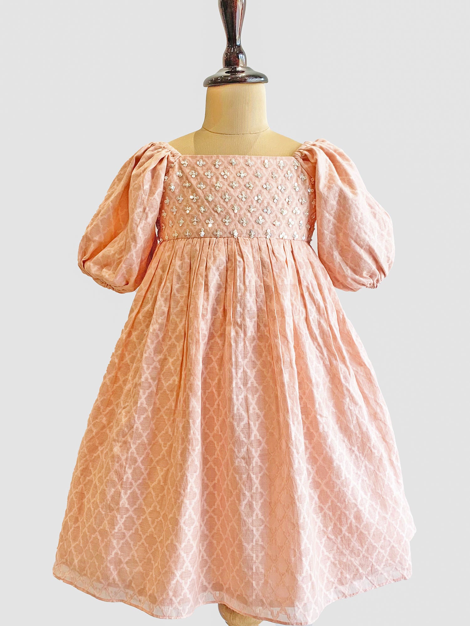 Peach Embroidered Peach Gown - Girls