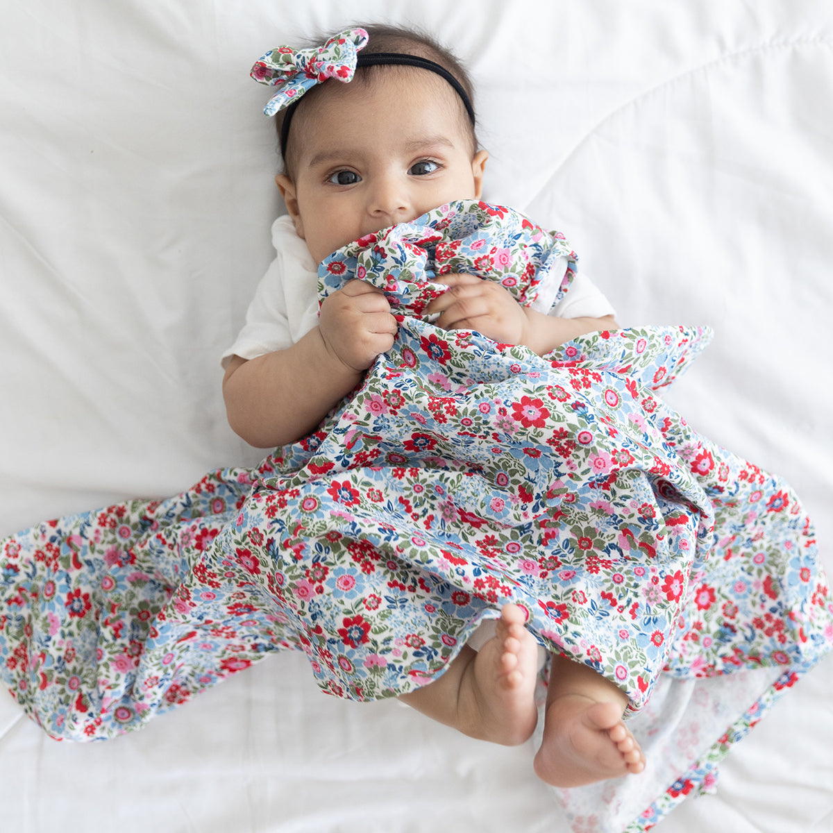 Peaceful Peonies Swaddle + Bow - Totdot