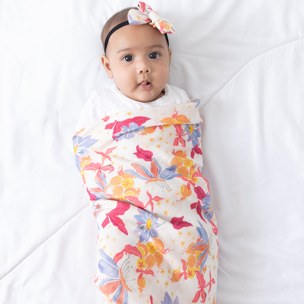 Dream in Flowers - Swaddle + Bow Headbands Set - Totdot