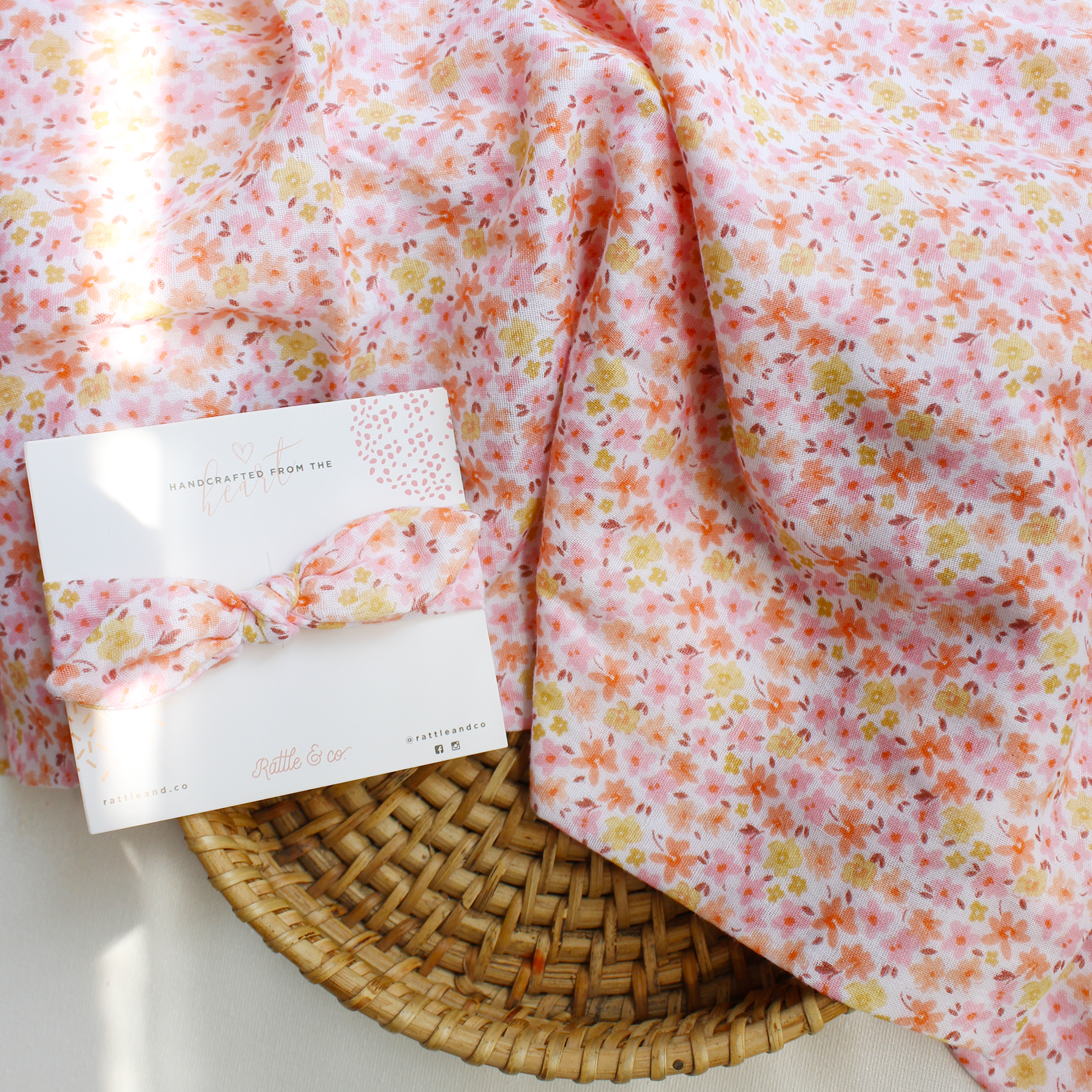 Sky Full Of Flowers - Swaddle + Bow Headbands Set - Totdot