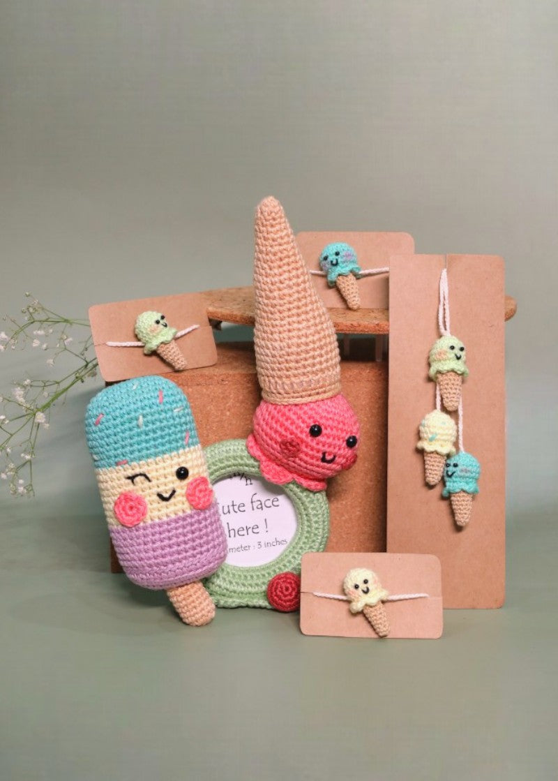 Single Scoop ice cream handmade crochet rakhi by Haute By Hand – Raksha Bandhan gift
