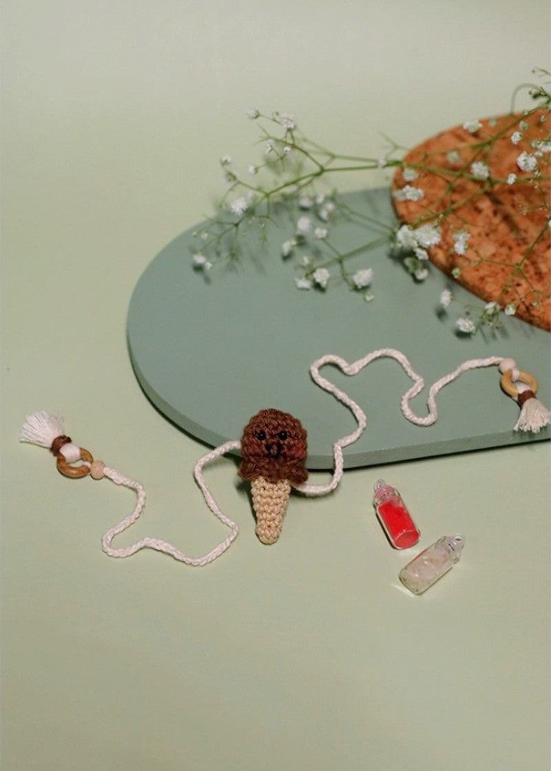Single Scoop ice cream handmade crochet rakhi by Haute By Hand – Raksha Bandhan gift