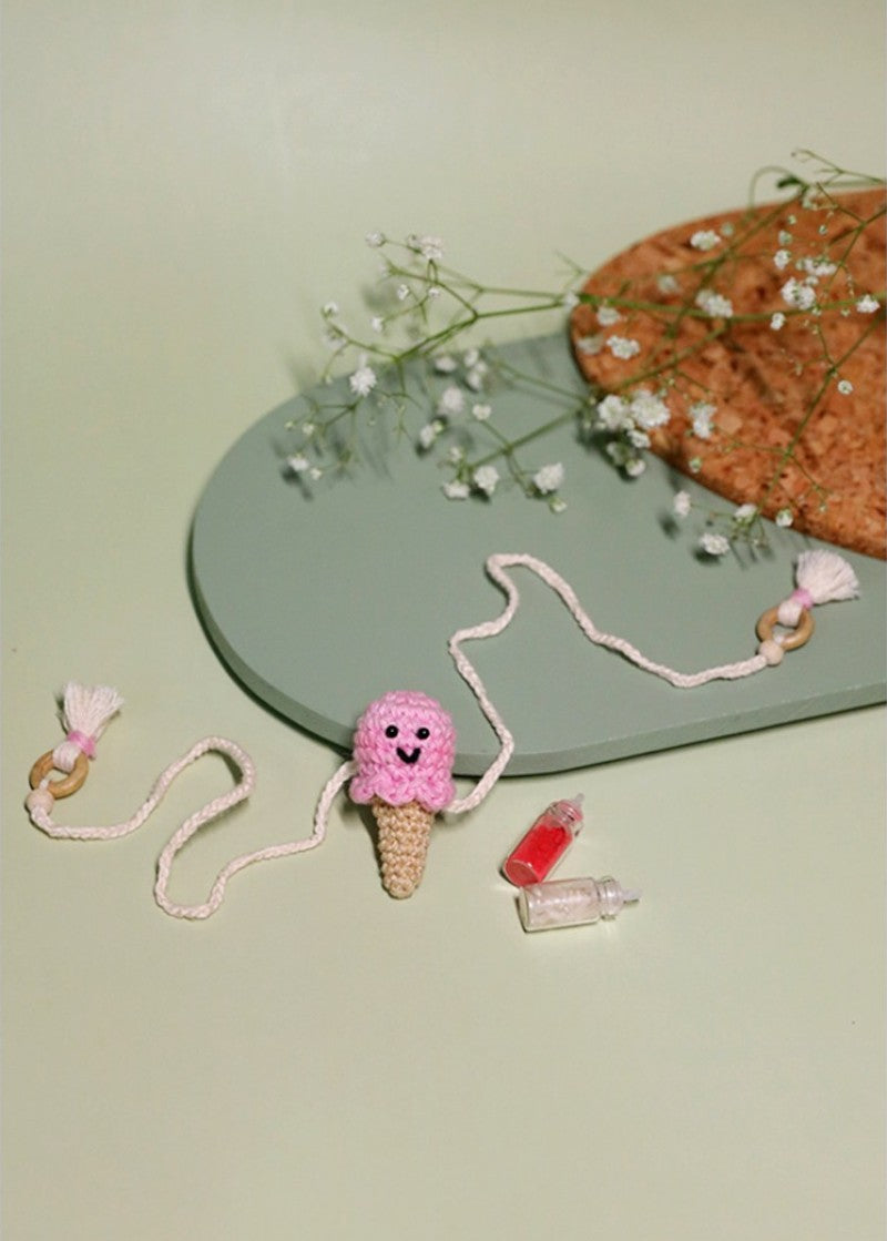 Single Scoop ice cream handmade crochet rakhi by Haute By Hand – Raksha Bandhan gift