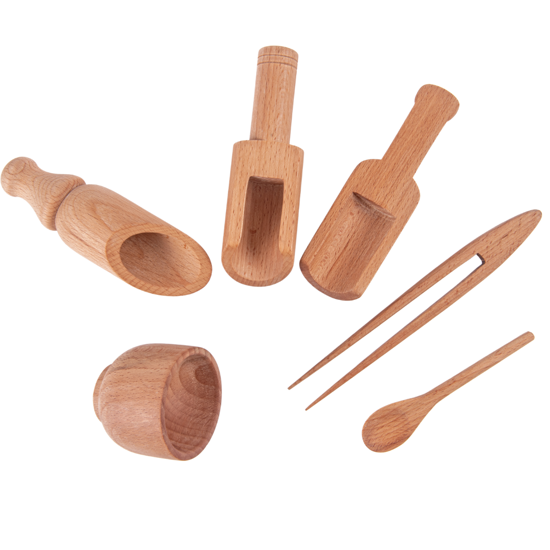 Sensory Wooden Toy Set with Montessori Tray (Beech Wood) - Totdot