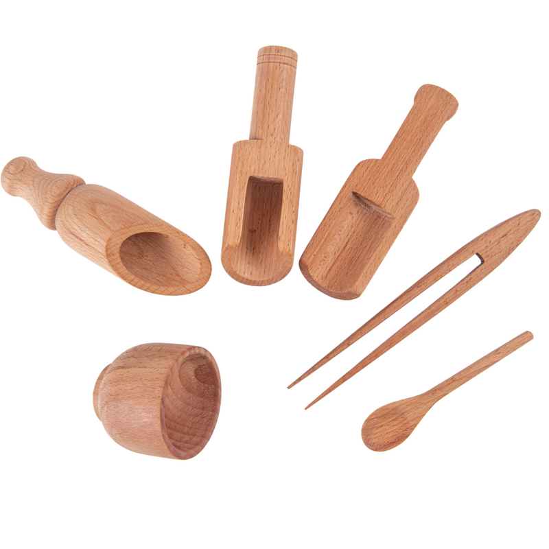 Beech Wood Sensory Wooden Toy Set With Montessori Tray for Kids