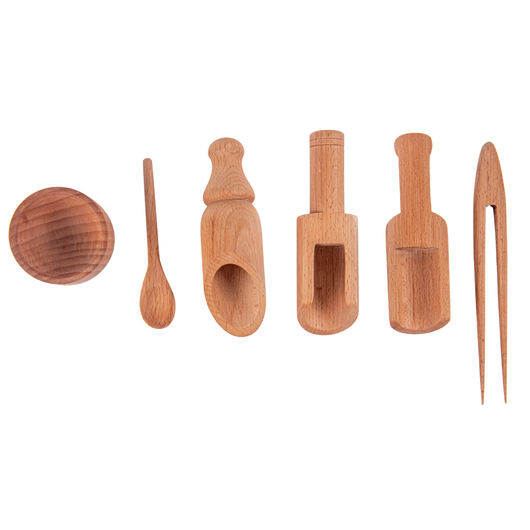 Sensory Wooden Toy Set with Montessori Tray (Beech Wood) - Totdot