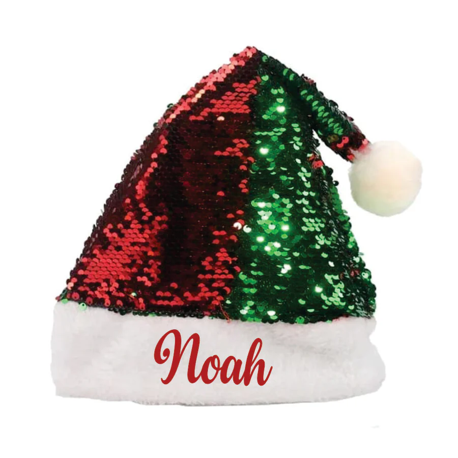 Sequins Santa Caps - Green and Red