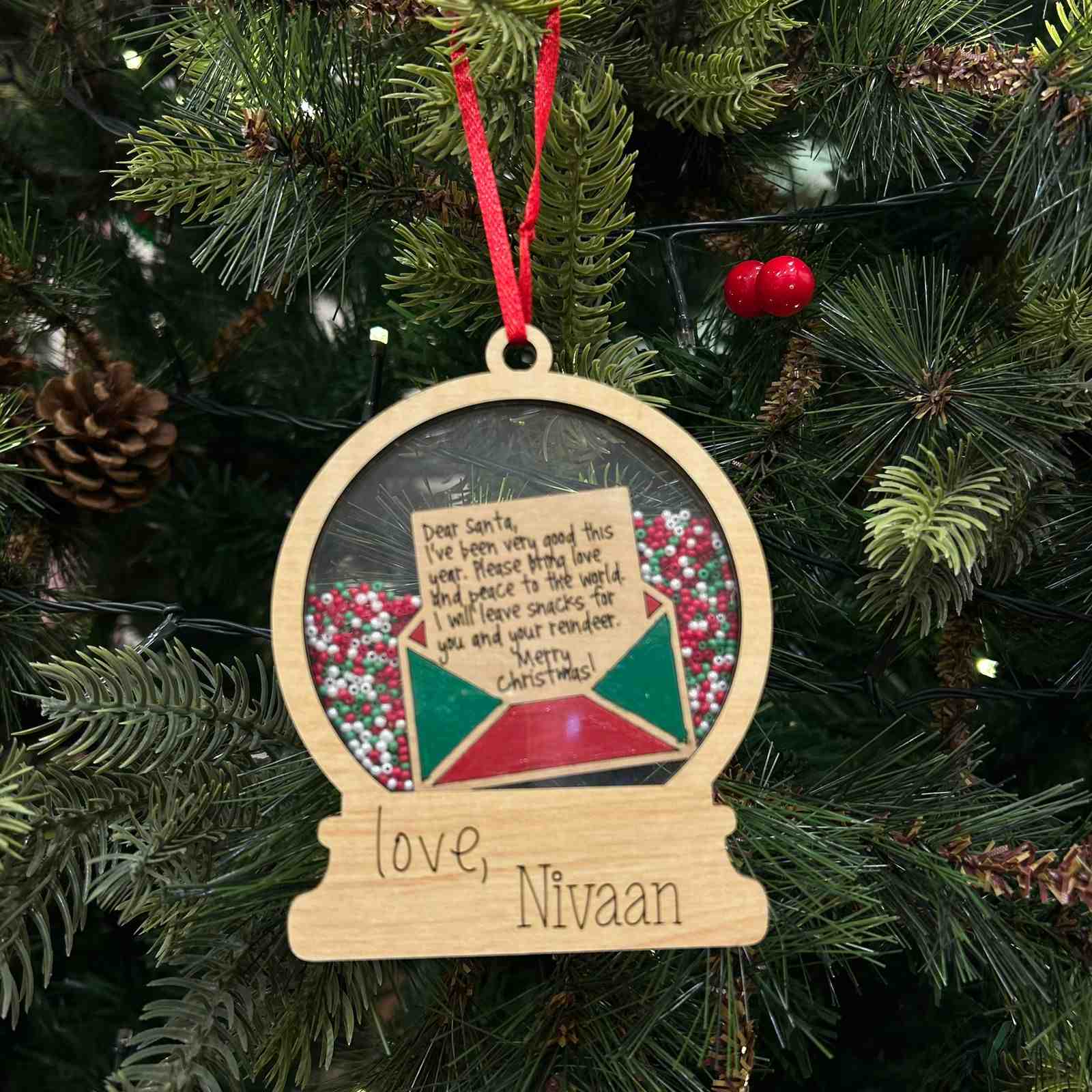 Shaker Ornament- Letter To Santa