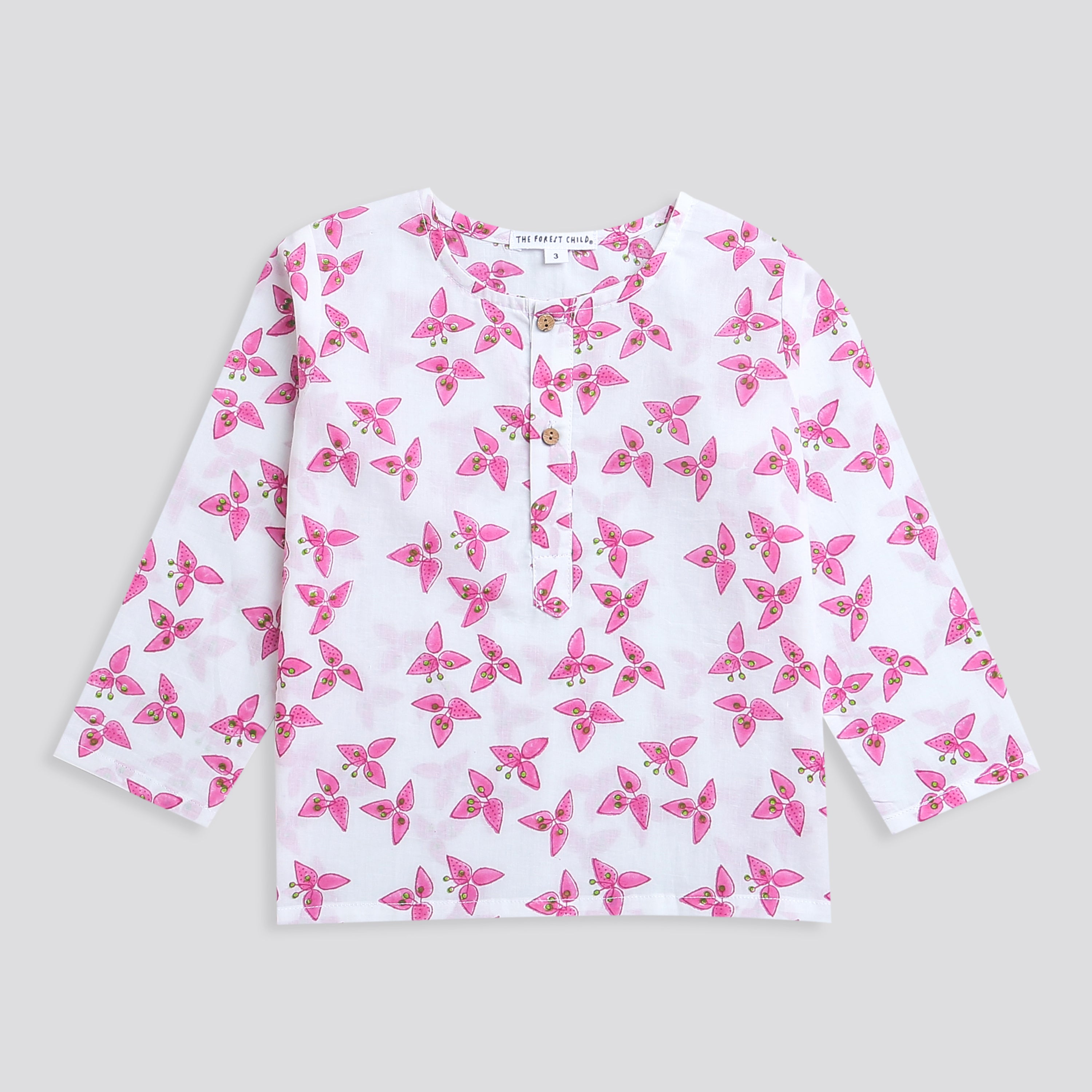 A Cluster of Bougainvillea' - Kurta Pyjama Sleepwear - Totdot