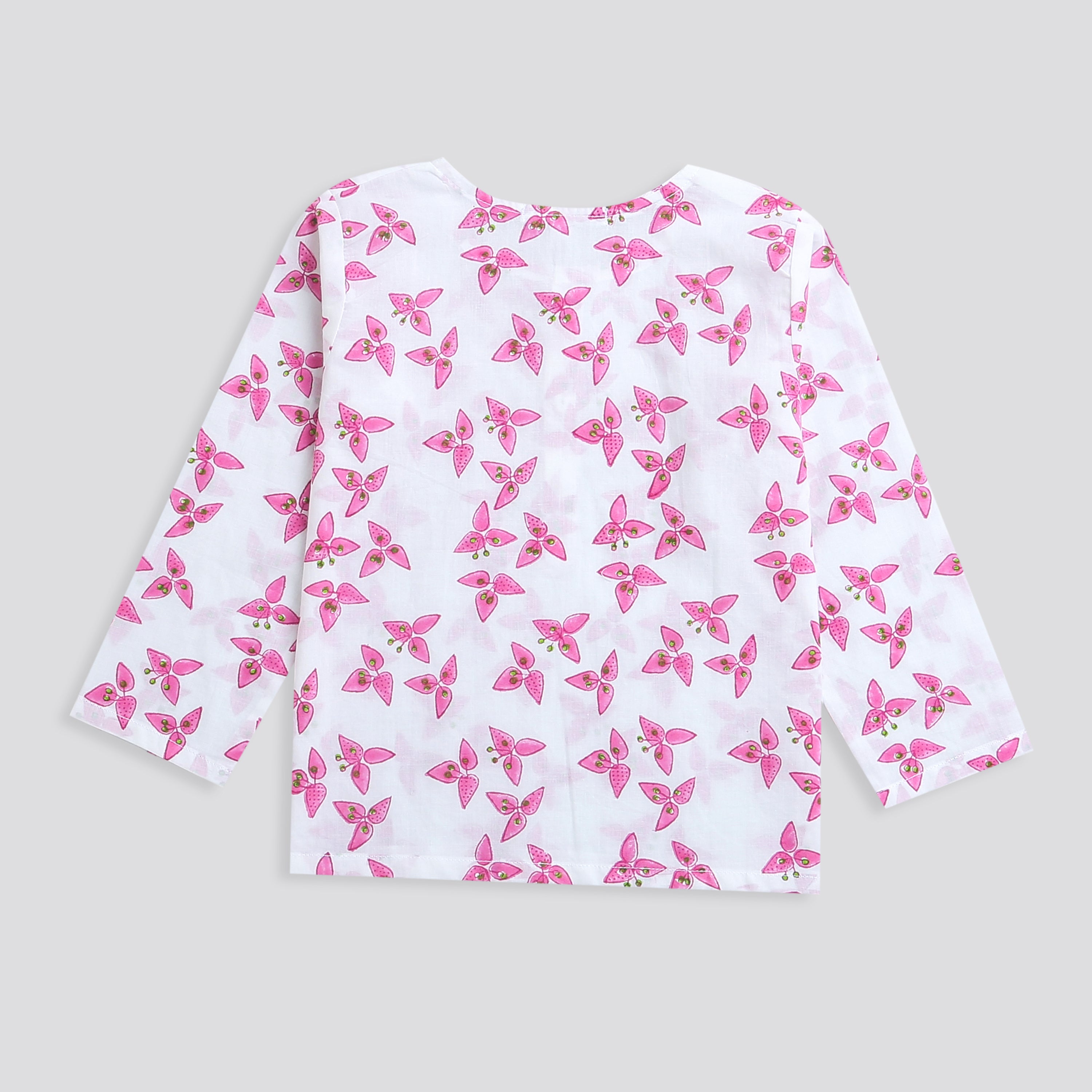 A Cluster of Bougainvillea' - Kurta Pyjama Sleepwear - Totdot