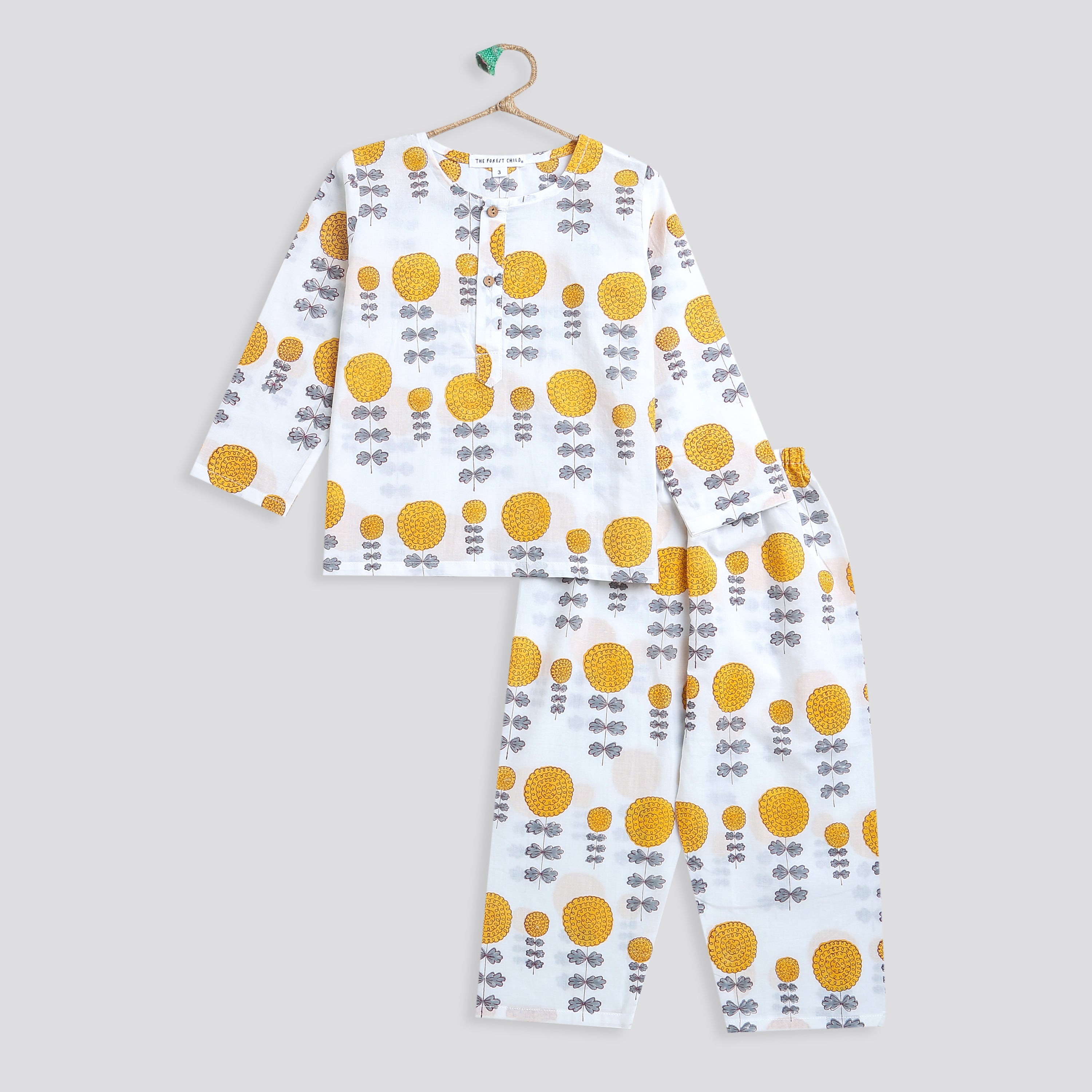 A Garden of Marigold' Kurta Pyjama Set - Totdot