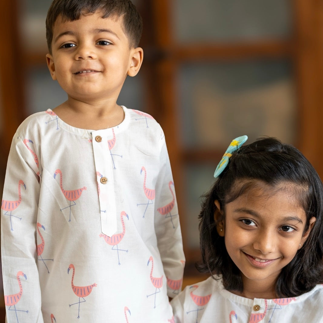 A Flamboyance of Flamingos' Kurta Pyjama Set