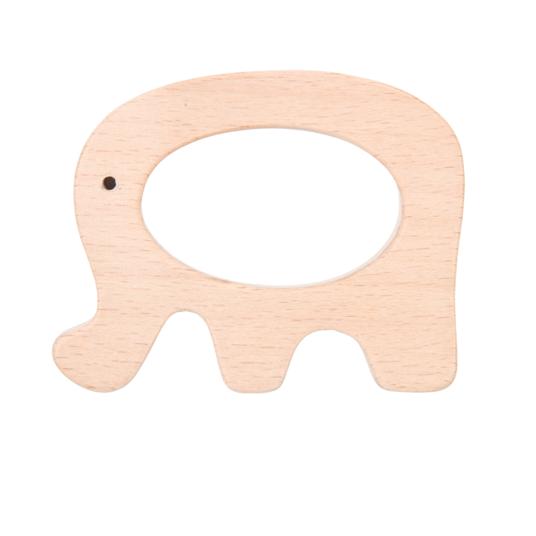 Wooden Car & Elefant Teether Set | Beech Wood Teether for Babies