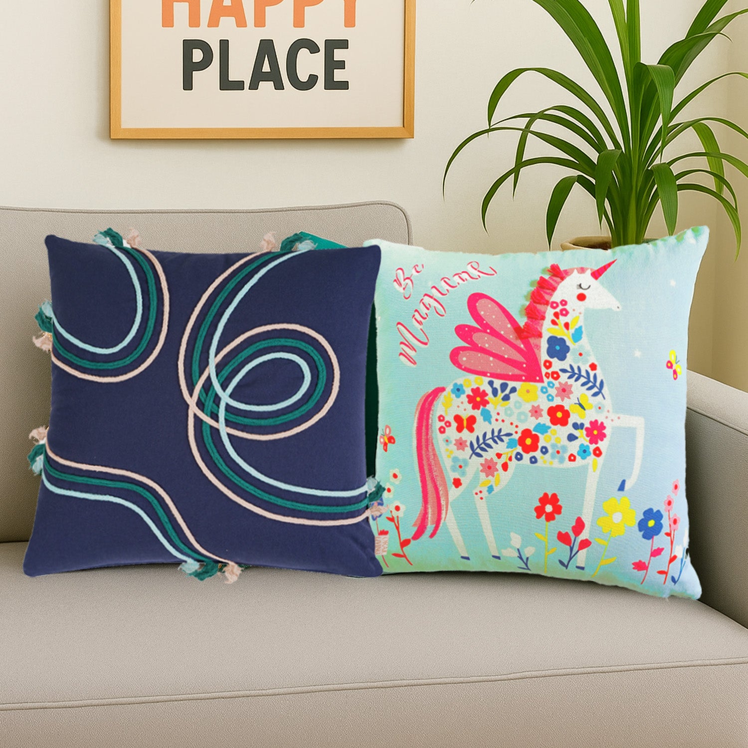 Three To Tango & Unicorn Magic Cushion Cover Combo