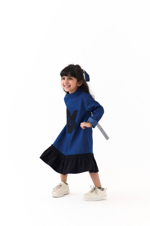 FLORAL EMB. FRILL DRESS