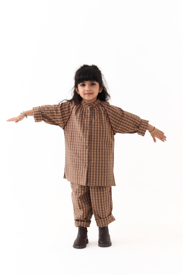 GATHER NECK SHIRT CO-ORD