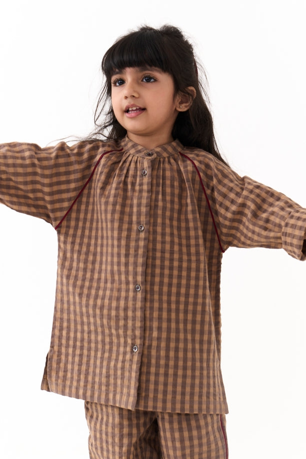 GATHER NECK SHIRT CO-ORD