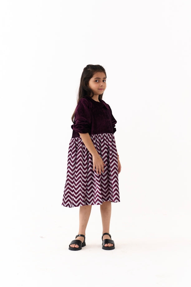 PETER PAN WINE COLLAR DRESS