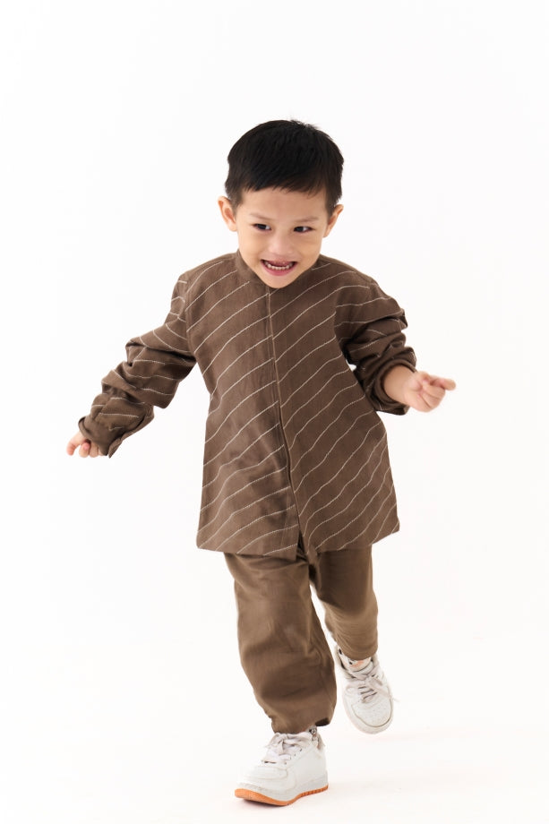 LINEAR ABSTRACT EMB. SHIRT CO-ORD