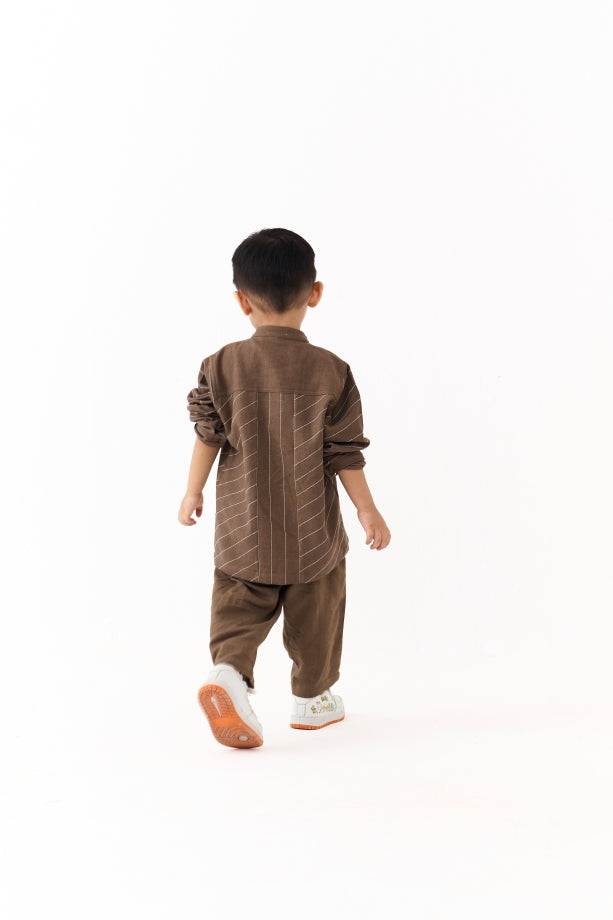 LINEAR ABSTRACT EMB. SHIRT CO-ORD