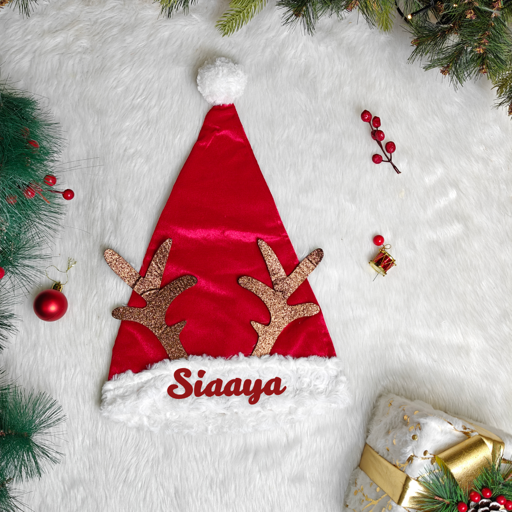 Reindeer Velvet Santa Caps - Adults