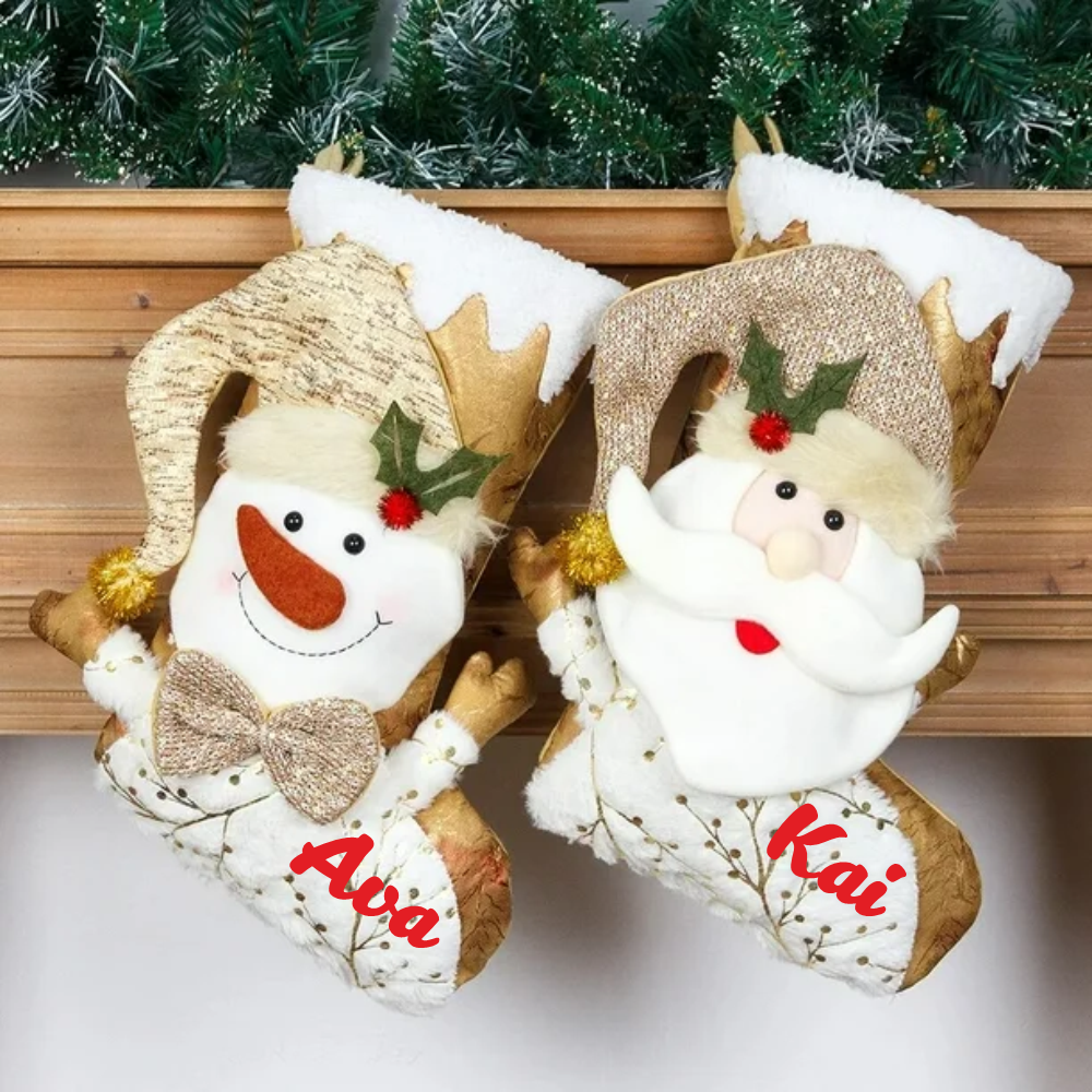 Golden Glow Stocking - Snowman