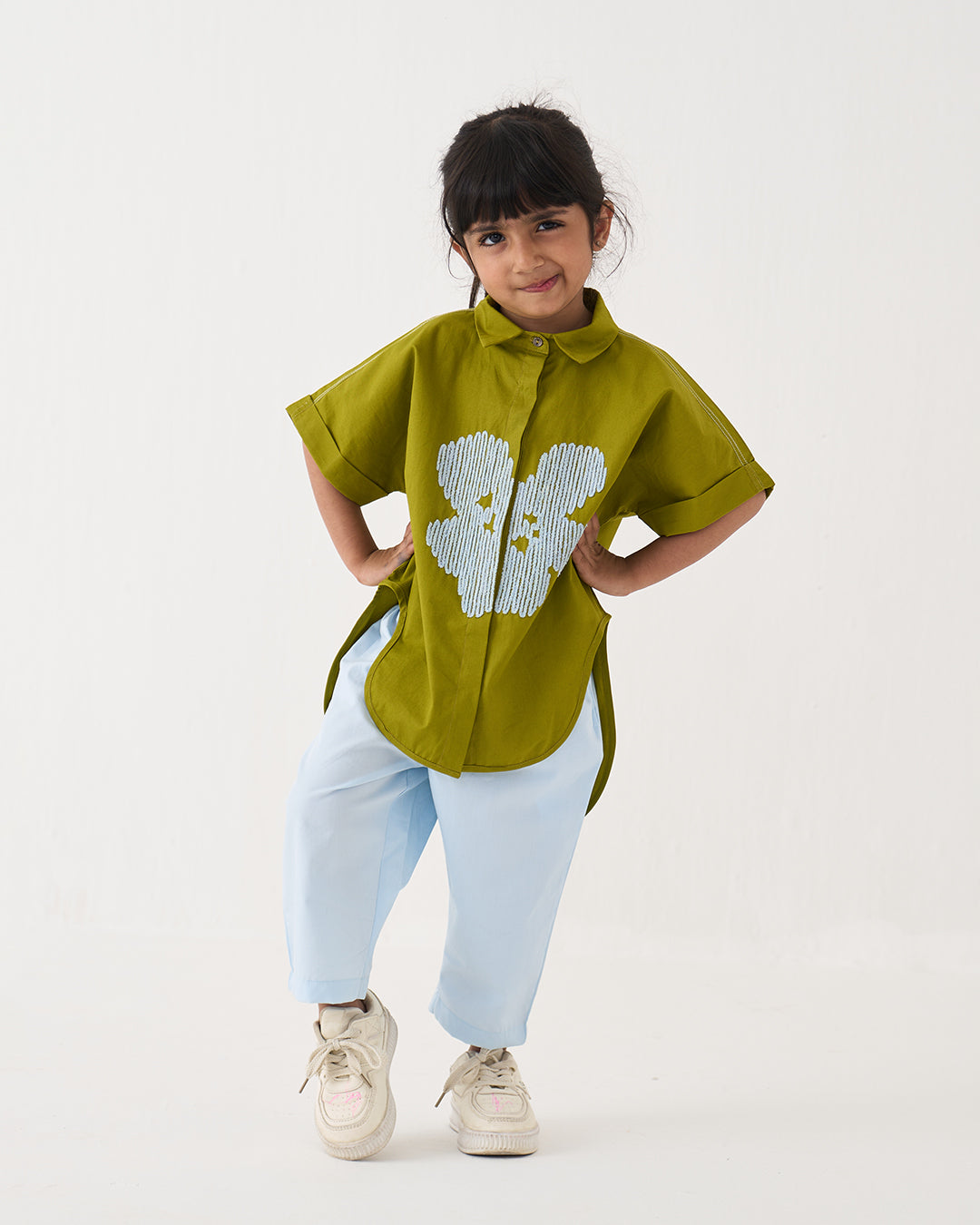 FLORAL EMB. U HEM SHIRT CO-ORD