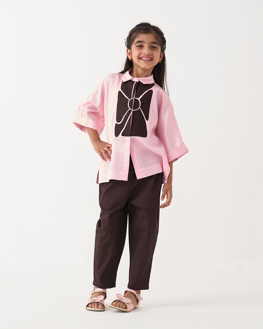 FLORAL APPLIQUE SHIRT CO-ORD SET OF 2